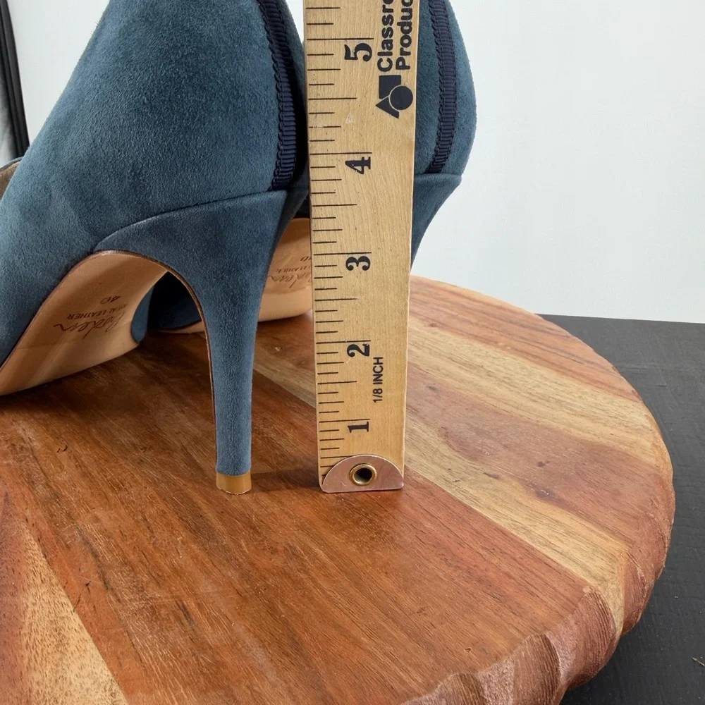 Boden Millie Courts Blue Green Heels Suede‎ Leather Slip on EU 40 Women’s Size 9